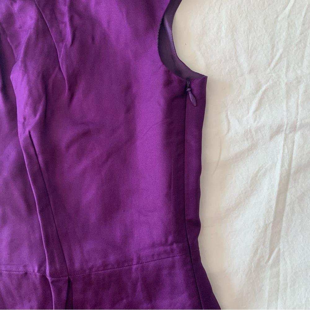 Banana Republic Purple 100% Silk Cap-Sleeve Midi Sheath Dress - Picture 4 of 7